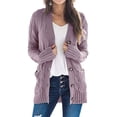 thumbnail image 1 of Women's Open Front Cardigan Sweaters  Button Down Cable Knit Chunky Outwear Coats Solid Color Warm Plain Sweater, 1 of 3