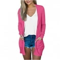 thumbnail image 1 of Women's Open Front Cardigan Sweaters Fashion Button Down Cable Knit Chunky Outwear Coats Hot Pink M, 1 of 5