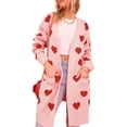 thumbnail image 1 of Women's Open Front Cardigan Sweaters Valentine's Day Heart Sweater Fall Fashion Long Sleeve Kimono Cardigan for Women with Pockets Alsol Lamesa, 1 of 6