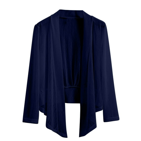 Women's Open Front Cardigans Casual Long Sleeve Shrugs Light Weight Sheer Cardigan for Dress Navy 5XL