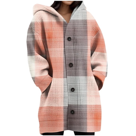 Women's Open Front Chunky Cardigans Knitted Print Hooded Button Down Sweaters Coat Long Sleeve Fall Tops With Pockets (XL, Orange)