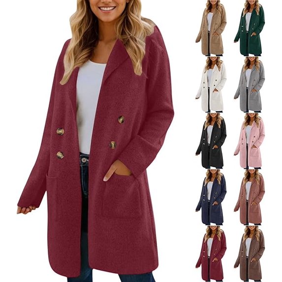 Women's Open Front Coatigan Long Sleeve Casual Lapel Cardigan Coat with Pockets Fall Winter Mid-Length Solid Coats