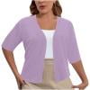 thumbnail image 1 of Women's Open Front Cropped Cardigan Sweaters Plus Size Bolero Shrugs Half Sleeve Casual Lightweight Cardigans, 1 of 7