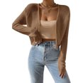 thumbnail image 1 of Women's Open-Front Cropped Knit Cardigan, Long Sleeve Lightweight Sweater, 1 of 5