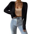 thumbnail image 1 of Women's Open-Front Cropped Knit Cardigan, Long Sleeve Lightweight Sweater, 1 of 5