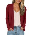 thumbnail image 1 of Women's Open Front Jackets Lightweight Long Sleeve Cardigan Soft Knitted Fall Winter Jacket Wine S, 1 of 1