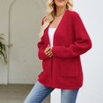 thumbnail image 1 of Women's Open Front Knit Cardigan Sweater Long Sleeve Casual Loose Fit Chunky Knitwear with Pockets, 1 of 5