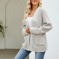 thumbnail image 1 of Women's Open Front Knit Cardigan Sweater Long Sleeve Casual Loose Fit Chunky Knitwear with Pockets, 1 of 8
