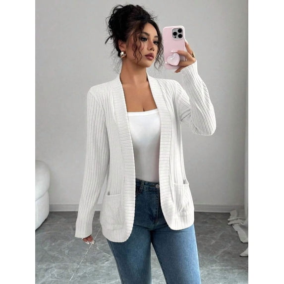 Poclets Women's Open Front Knit Cardigan with Side Pockets - Walmart.com