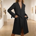 thumbnail image 1 of Women's Open Front Light Jacket Belted Cardigan Long Trench Coats with Pockets (Black M), 1 of 7