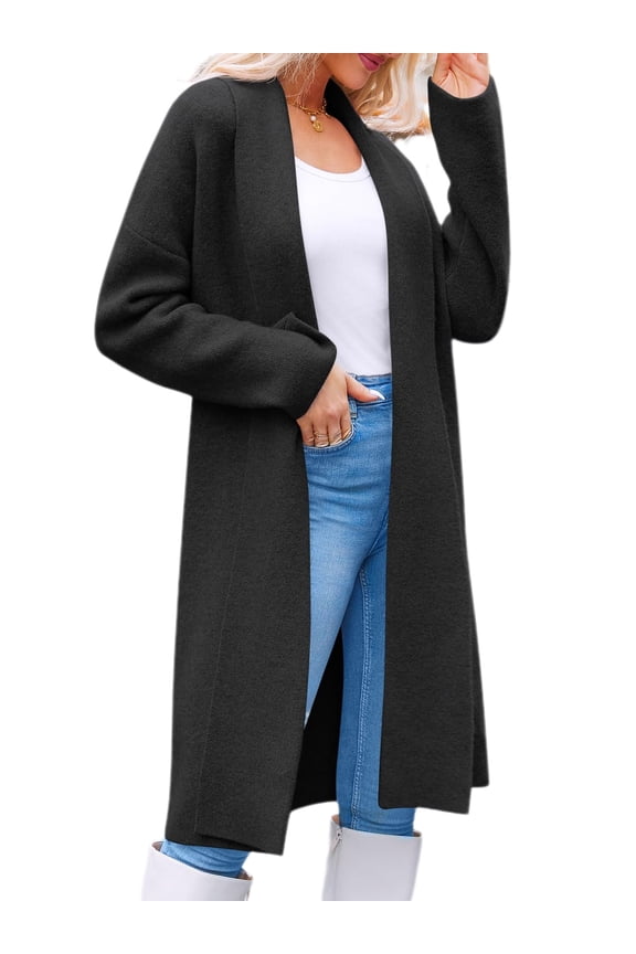 Women's Open Front Long Cardigan Chunky Knit Jacket Oversized Coatigan Coat