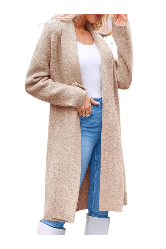 Women's Open Front Long Cardigan Chunky Knit Jacket Oversized Coatigan Coat