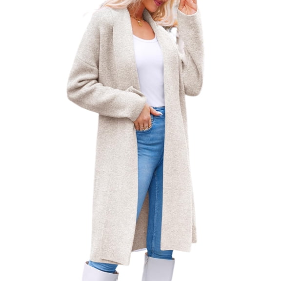 Women's Open Front Long Cardigan Chunky Knit Jacket Oversized Coatigan Coat