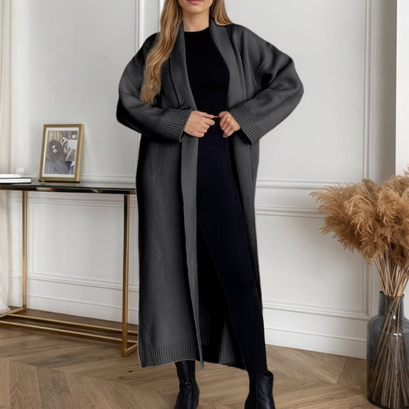 Women's Open Front Long Cardigan Sweaters (GY2 L)