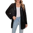 thumbnail image 1 of Women's Open-Front Long Sleeve Mesh Knit Cardigan with Pockets, 1 of 5