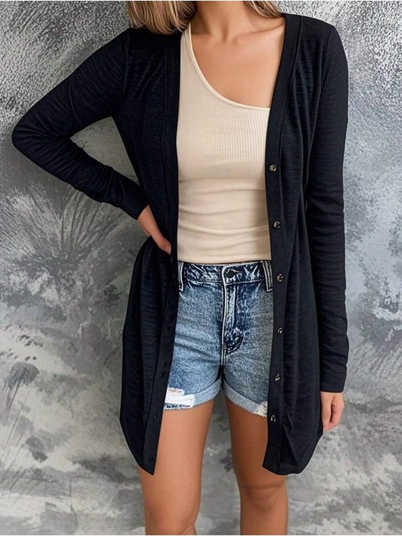 Women's Open Front Loose Long Sleeve Cardigan Casual Summer Autumn Outfit Jacket