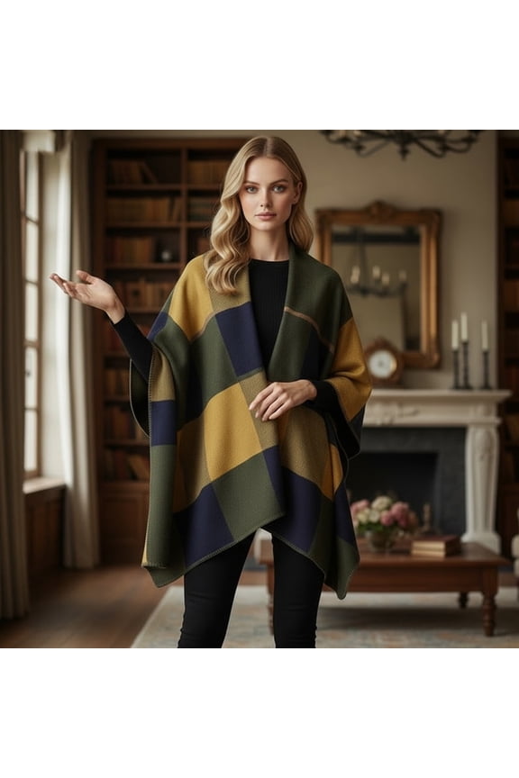 Women’s Open Front Oversized Cardigan Shawl – Soft Acrylic Poncho Cape with Fringe, Lightweight Layer for Fall, Winter & Spring