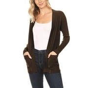Women's Open Front Pockets Knit Long Sleeve Sweater Cardigan S M L XL