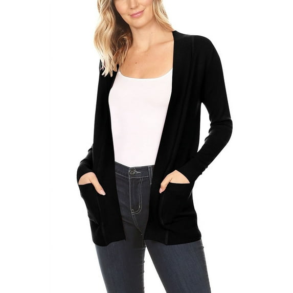 Women's Open Front Pockets Knit Long Sleeve Sweater Cardigan S M L XL