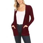 Womens Open Front Pockets Knit Long Sleeve Sweater Cardigan S M L XL