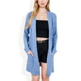 thumbnail image 1 of Women's Open Front Ribbed Knit Cardigan with Front Pockets - Medium, Blue, 1 of 7