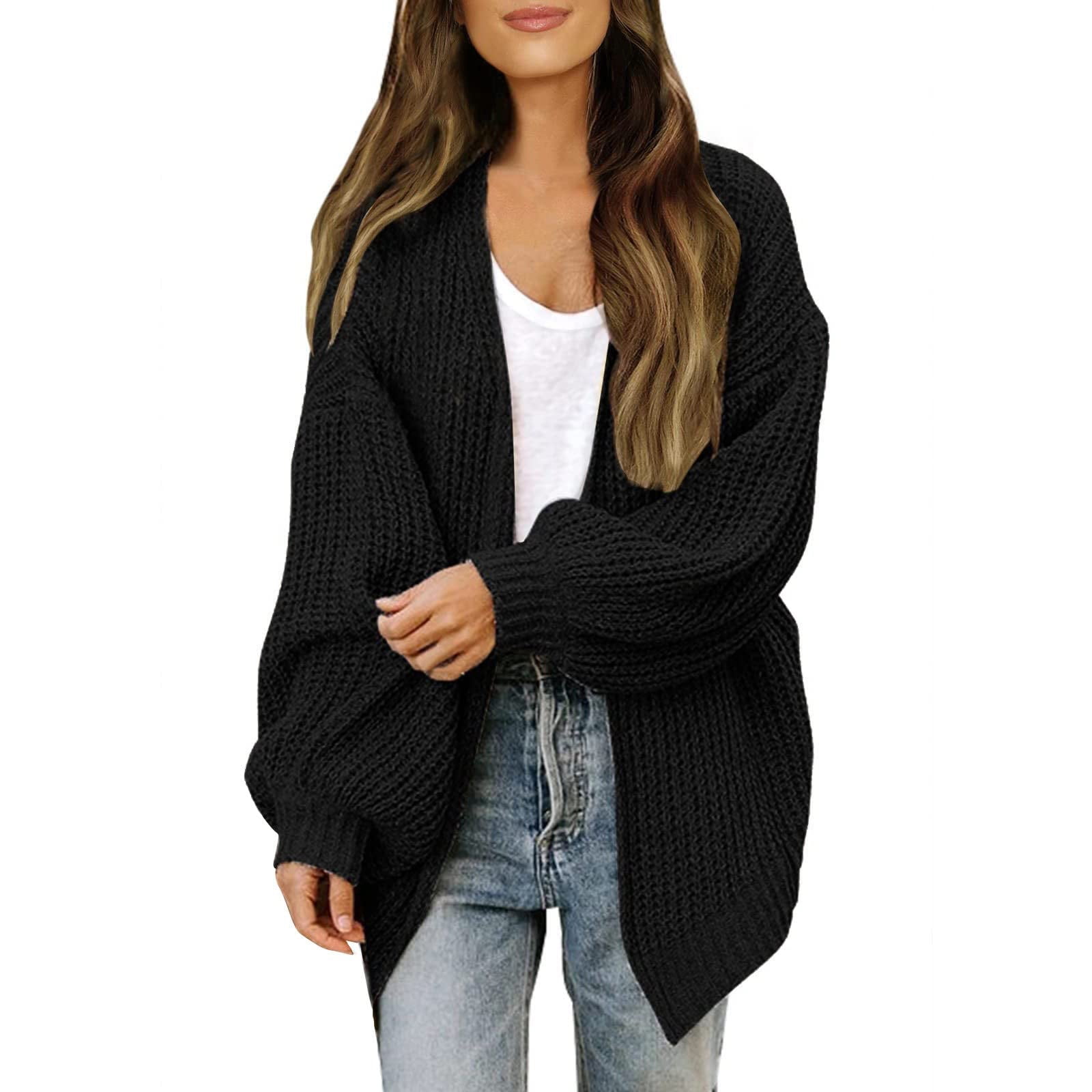 Open Front Lantern Sleeve Cardigan