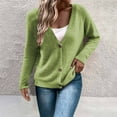thumbnail image 1 of Women's Open Front Sweater Long Sleeve Knit Cardigan Fall Button Down Coat Outerwear Deep V Neck Tops Jacket (M, Green), 1 of 7