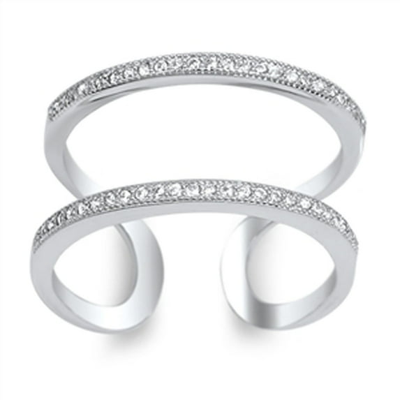 Women's Open Line White Cubic Zirconia Ring .925 Sterling Silver Jewelry Female Male Unisex Size 4