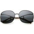 thumbnail image 1 of Women's Open Metal Arms Oversize Sunglasses Square Colored Lens 65mm (Black / Smoke), 1 of 4