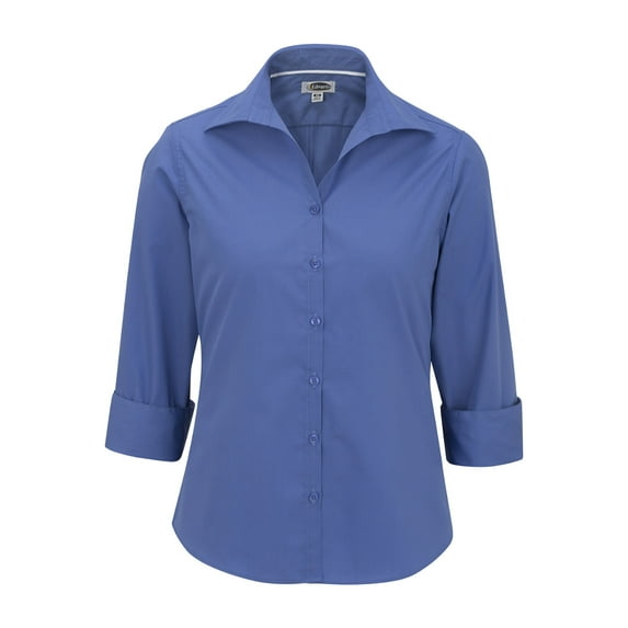 Women's Open Neck Poplin 3/4 Sleeve Blouse