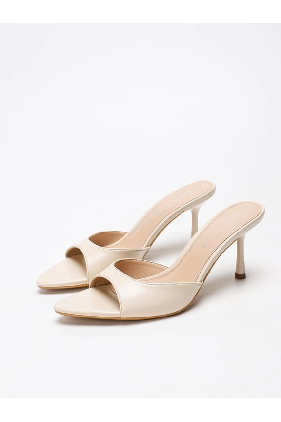 Women's Open Pointed Toe Single Band Slip On Stiletto High Heel Mule Sandals for Wedding Party Summer Daily Wear