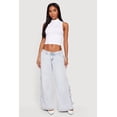 thumbnail image 1 of Women's Open Side Tie Wide Leg Jeans, 1 of 5