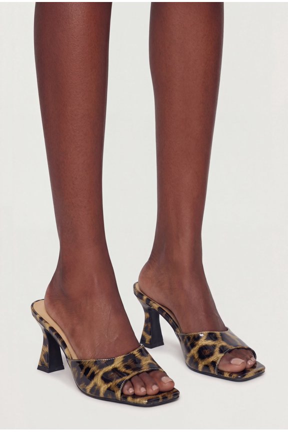Women's Open Square Toe Spool Heel Mule Sandals