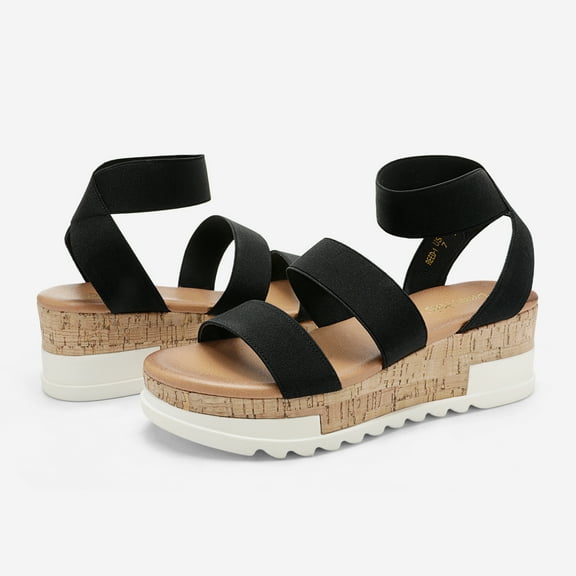 Women's Open Toe Ankle Strap Casual Flatform Platform Sandals