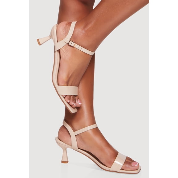 Women's Open Toe Ankle Strap Spool Heel Sandals