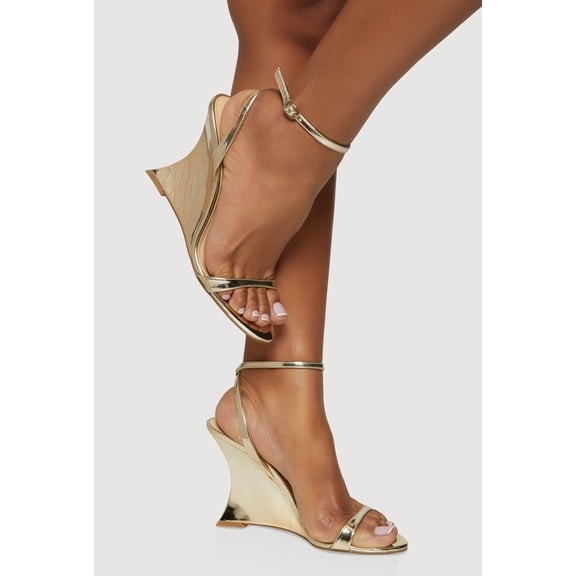 Women's Open Toe Ankle Strap Ultra High Heel Wedge Sandals