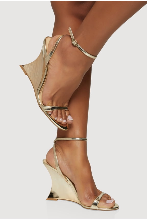 Women's Open Toe Ankle Strap Ultra High Heel Wedge Sandals