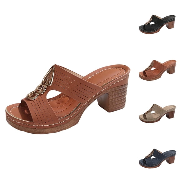 Women's Open Toe Buckle Ankle Platform Wedge Sandals for Women Dressy Womens Slingback Open Toe Wedges High Heels Beach Sandals Slippers