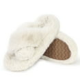 thumbnail image 1 of Women's Open Toe Cross Band Indoor Outdoor Non-Slip House Shoes, Faux Fur Fashion Cute Soft Fluffy Bedroom Slippers/Oatmeal, 1 of 8