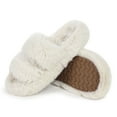 thumbnail image 1 of Women's Open Toe Fashion Double Strap Fuzzy Slippers,Soft and Cute Fluffy Faux Plush Indoor Outdoor Slip On Bedroom House Shoes/Oatmeal, 1 of 8