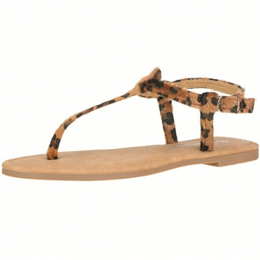 Women's Open Toe Flat Sandals Ankle Strap Thong Sandals Casual Summer Flat Sandals