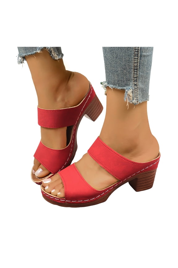 Women's Open Toe Heeled Sandals Suede Block Heel Dressy Sandal Comfortable Non Slip Walking Slide Shoes Black Size 8