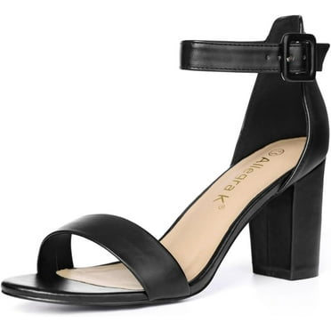 Women's Open Toe High Chunky Heel Buckle Ankle Strap Sandals