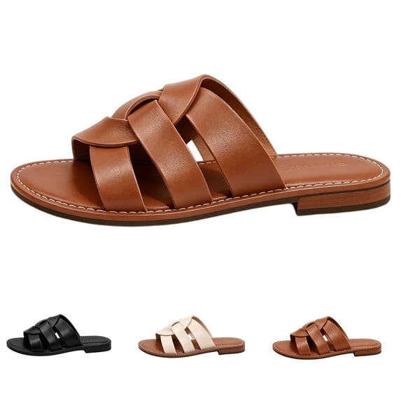 Women’s Open-Toe Hollow Flat Sandals, Comfortable Casual Slippers for Summer Beach & Outdoor Fashion, 37