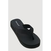 Womens Open Toe Low Platform Flip Flops