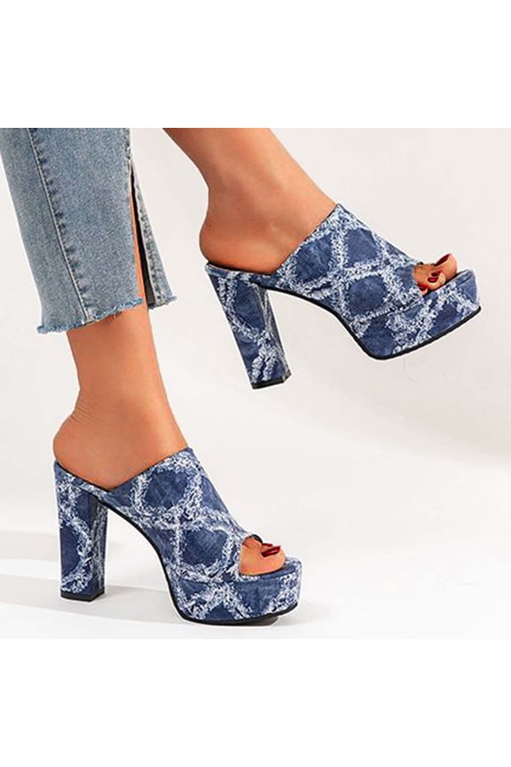 Women's Open Toe Heel Lace Wedges Sandals Blue 8.5