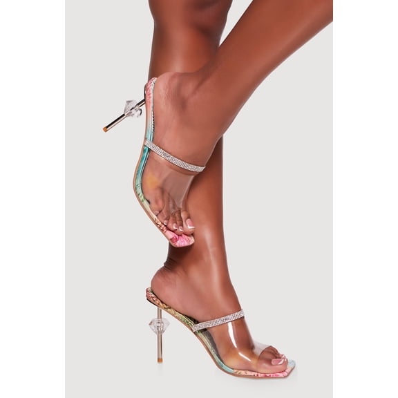Women's Open Toe Rhinestone Band Jewel Stiletto Heels