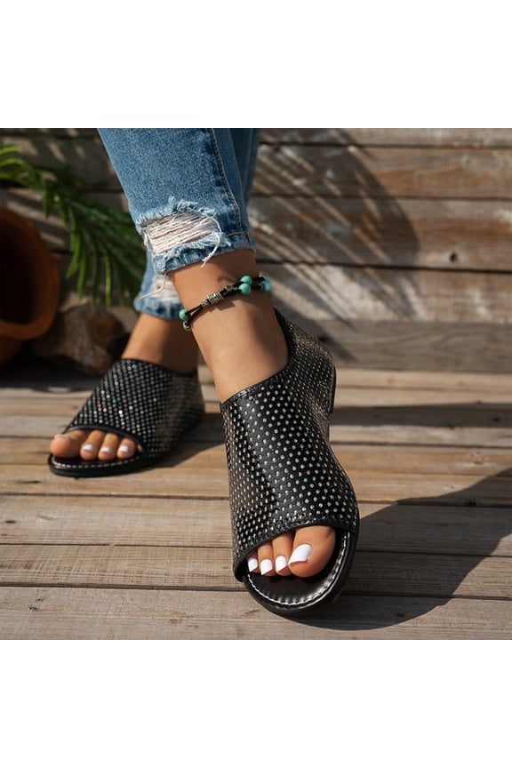 Women's Open Toe Slouchy Low Block Heel Ankle Boots