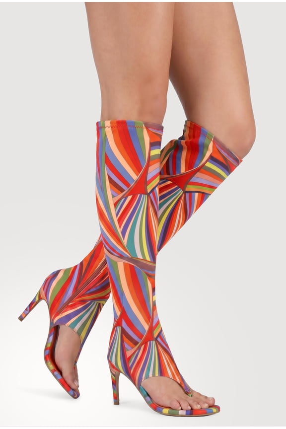 Women's Open Toe Thong Knee High Heels