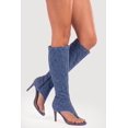 thumbnail image 1 of Women's Open Toe Thong Stiletto Knee High Heels, 1 of 6